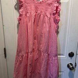 &MERCI Pink Smocked Ruffle Women’s Dress